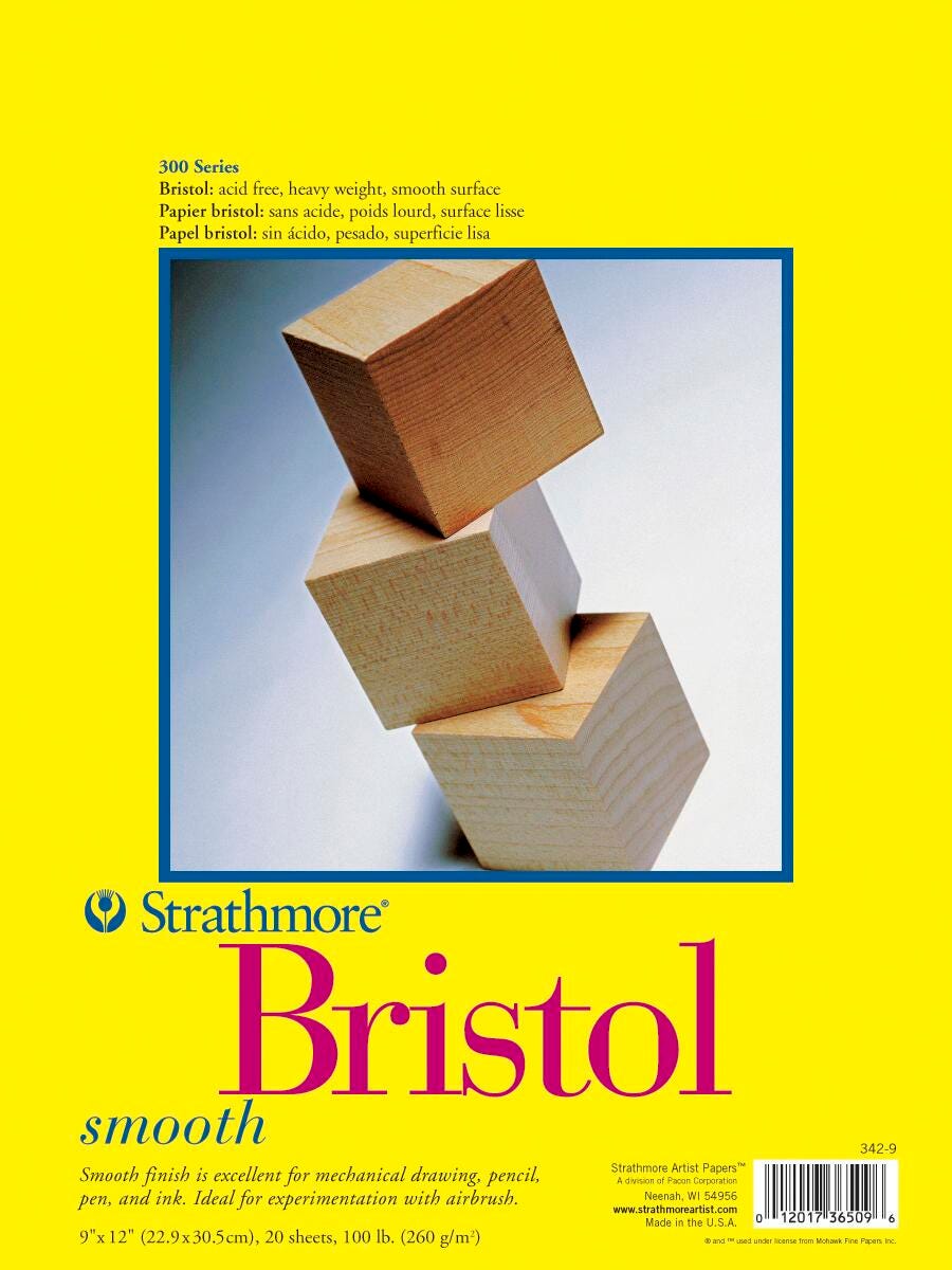 Strathmore 300 Series Smooth Bristol Pad, 14 x 17 Inches, 100 lb